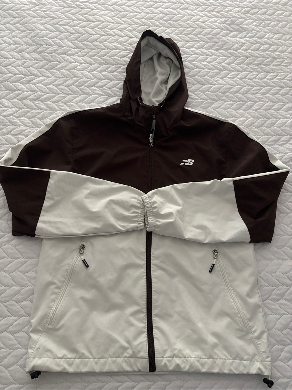 New Balance Two-Tone Hooded Windbreaker Jacket - Brown & Cream